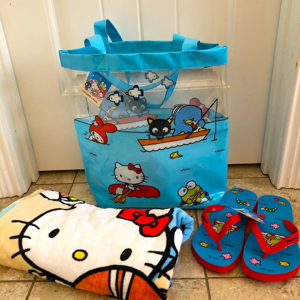 Lootcrate Sanrio Hello Kitty Towel Flip Flops Bag
